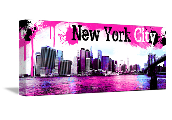 Toile décoration pano pink de New York
