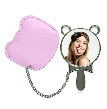 Miroir de poche ourson rose
